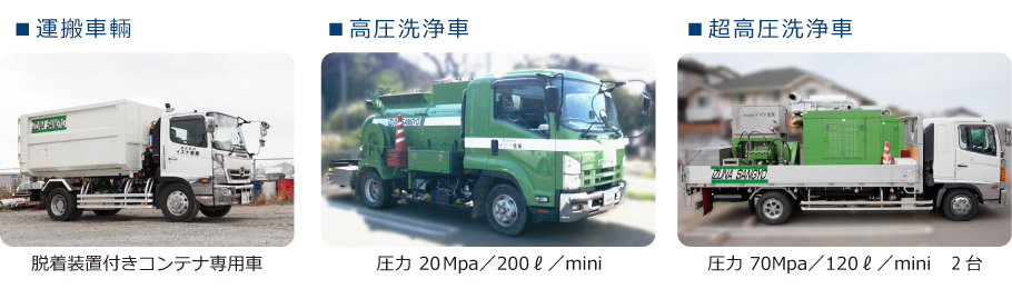 運搬車両・高圧洗浄車・超高圧洗浄車